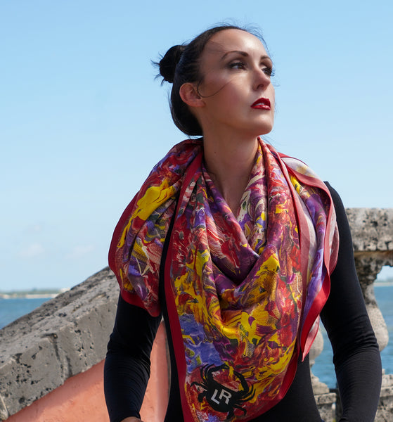 Diana Silk Scarf 45” - Lauren Ross Design, Designer scarf, Luxury scarf, Bottega Veneta scarf, Dior scarf, Louis Vuitton scarf, Chanel scarf, Gucci scarf