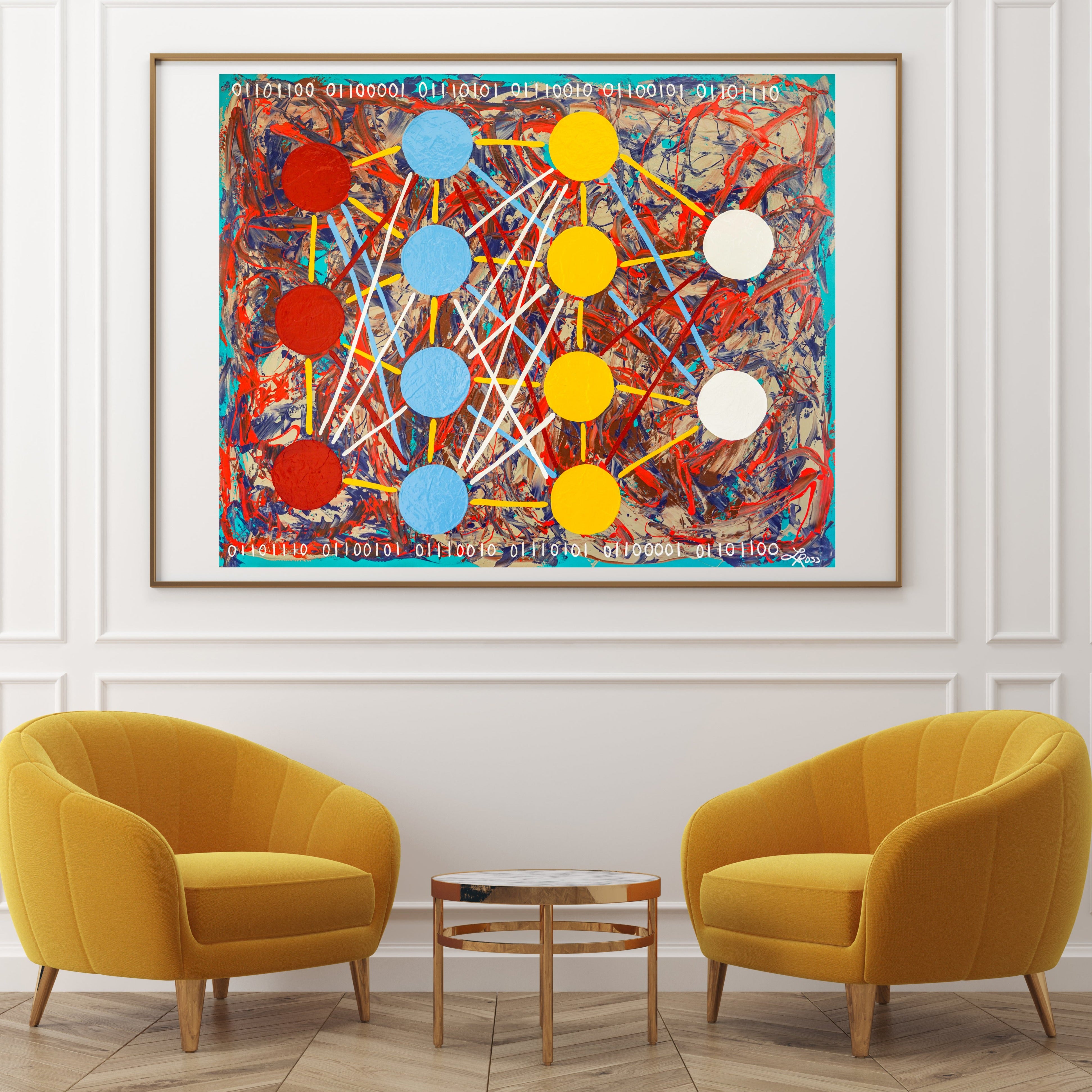 Code Print - Abstract Modern Contemporary Luxury Wall Art Painting - Lauren Ross Design