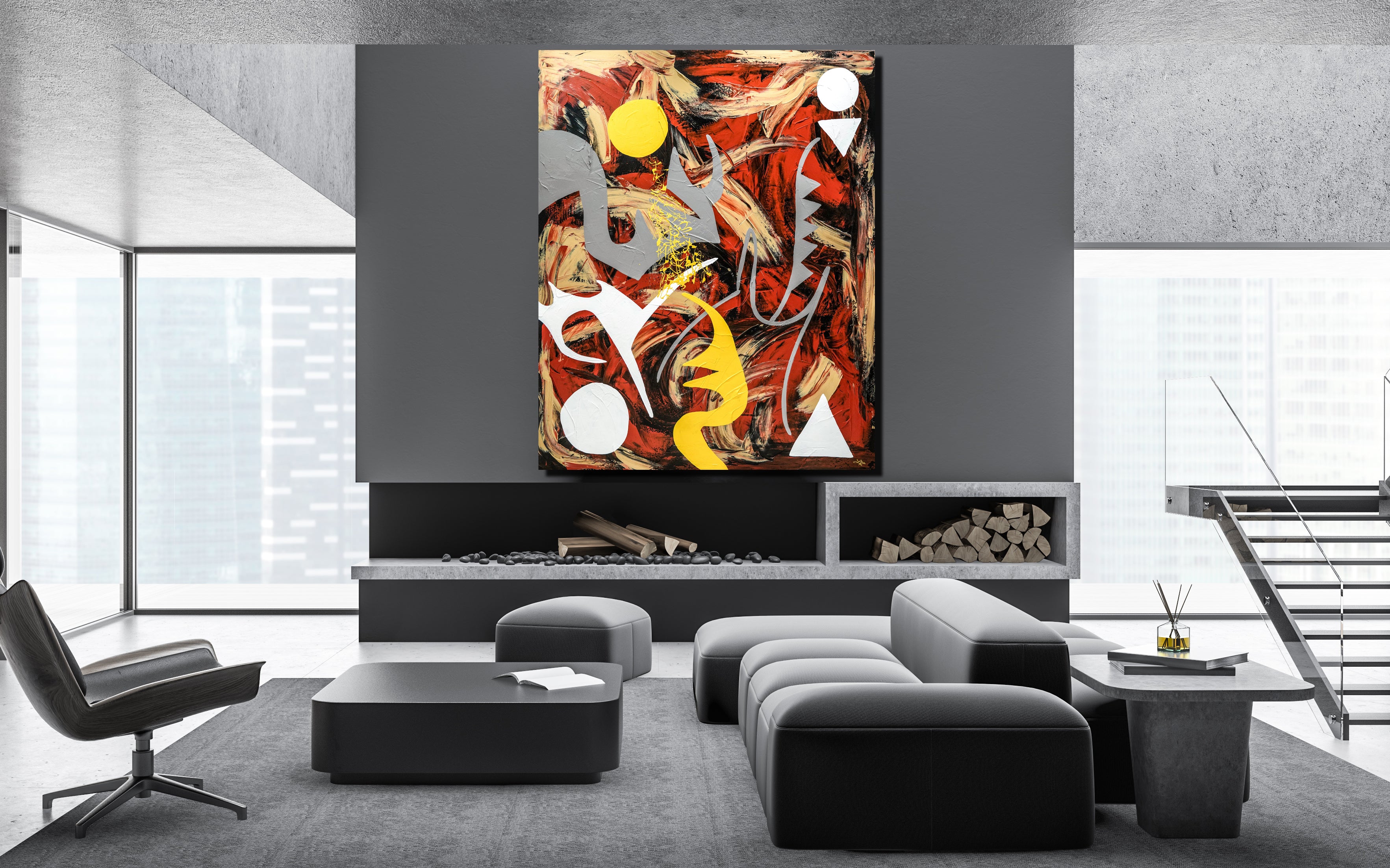 Games Canvas Wrap - Abstract Modern Contemporary Luxury Wall Art Painting - Lauren Ross Design