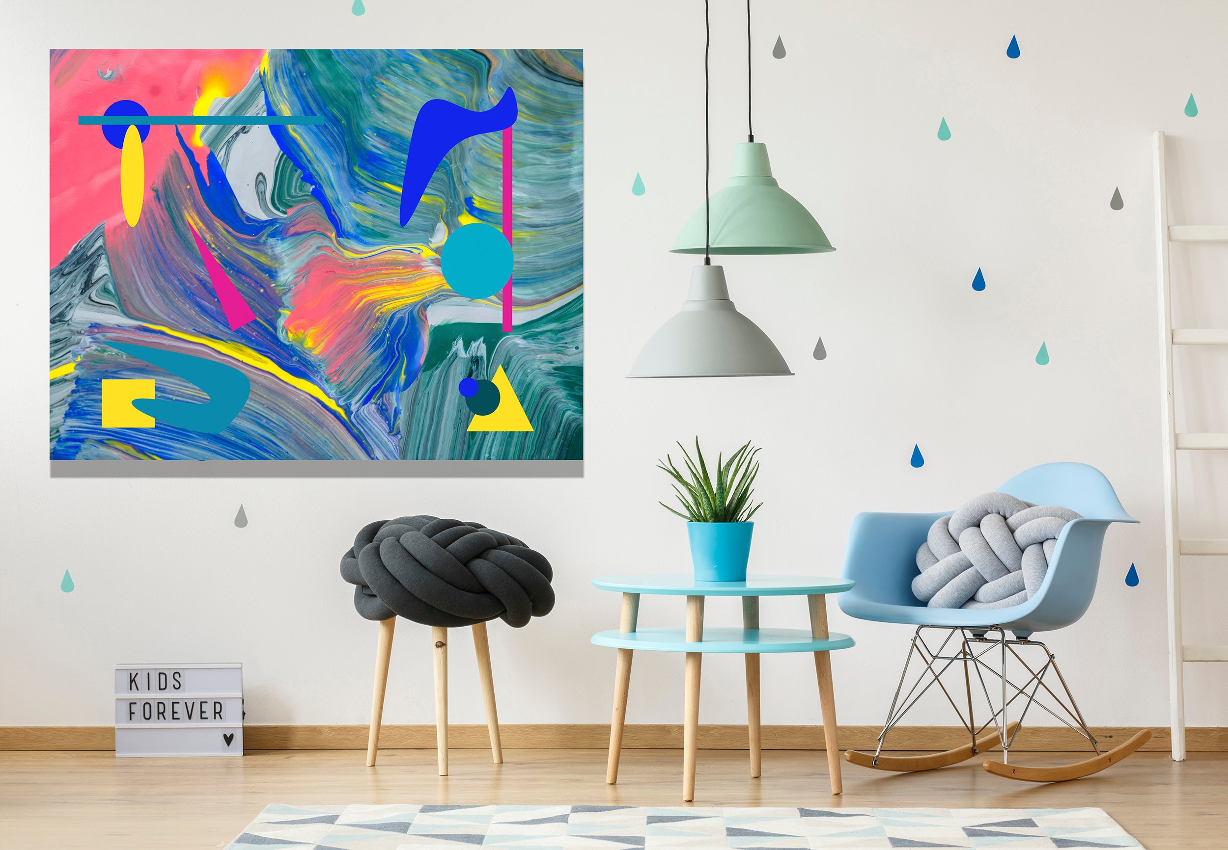 Cosmic Dreams Children's Canvas Wrap Lauren Ross Design - Contemporary Abstract Modern Wall Art